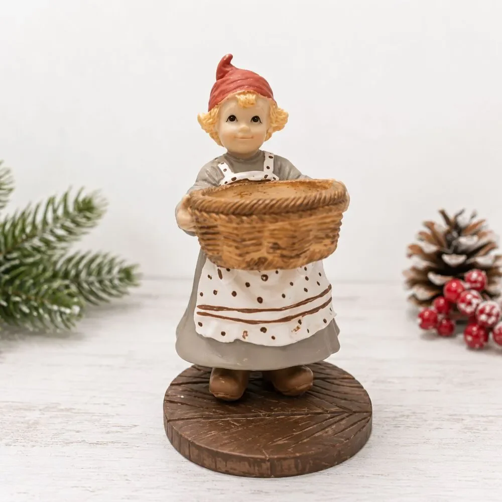 Vintage Sia Collection Julejente Christmas Girl Tea Light Figurine